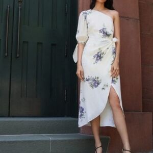 slim fit dress slacks Asymmetrical Neckline Crepe Midi Dress Navy  Roland Mouret